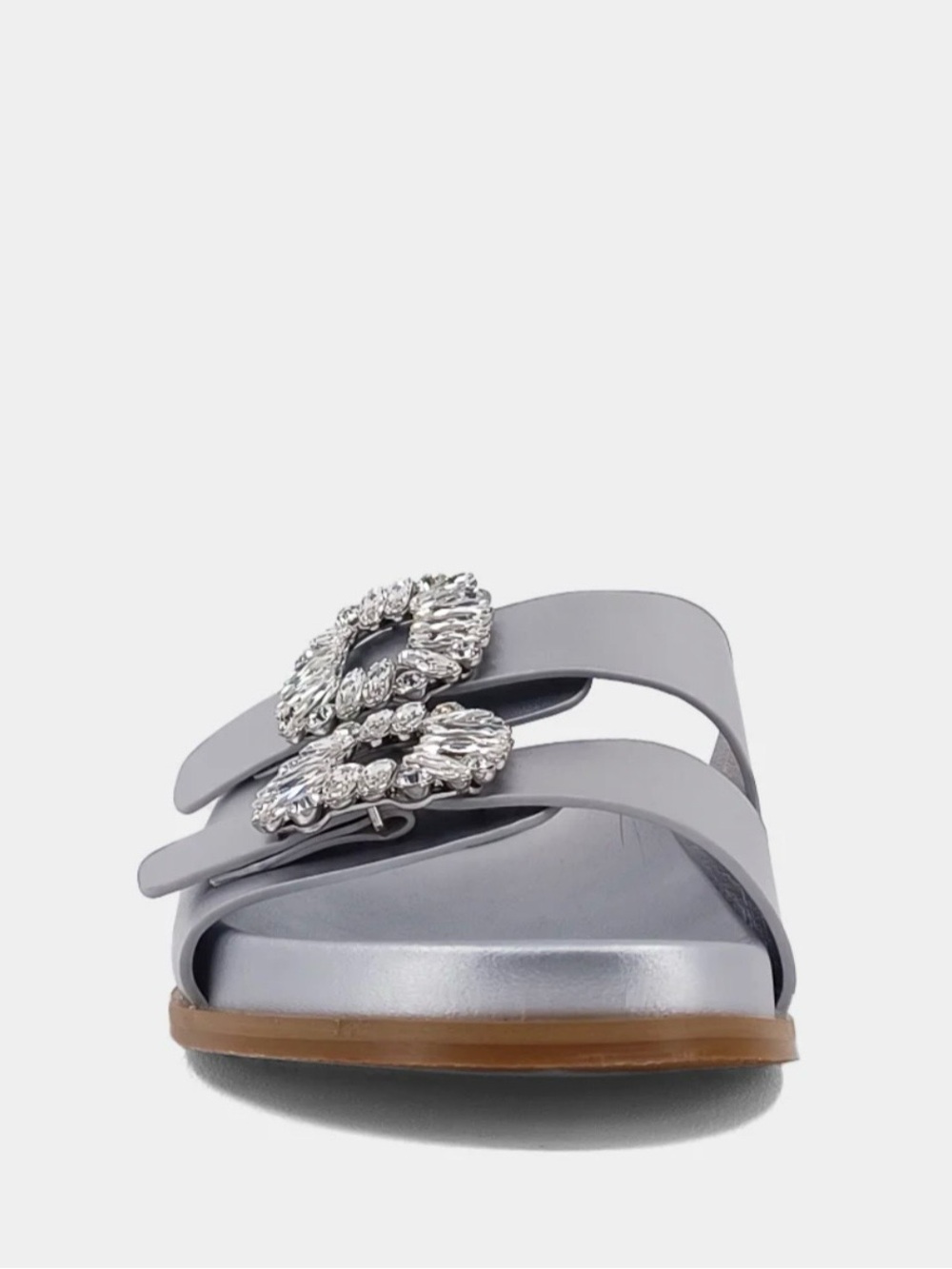 ShuShop Silver Crystal Buckle Slide Sandals - Picture 3 of 4